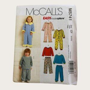 McCalls Sewing Pattern 5741 Toddler Child Tops Pants Jumpsuit Size 4-6 Uncut